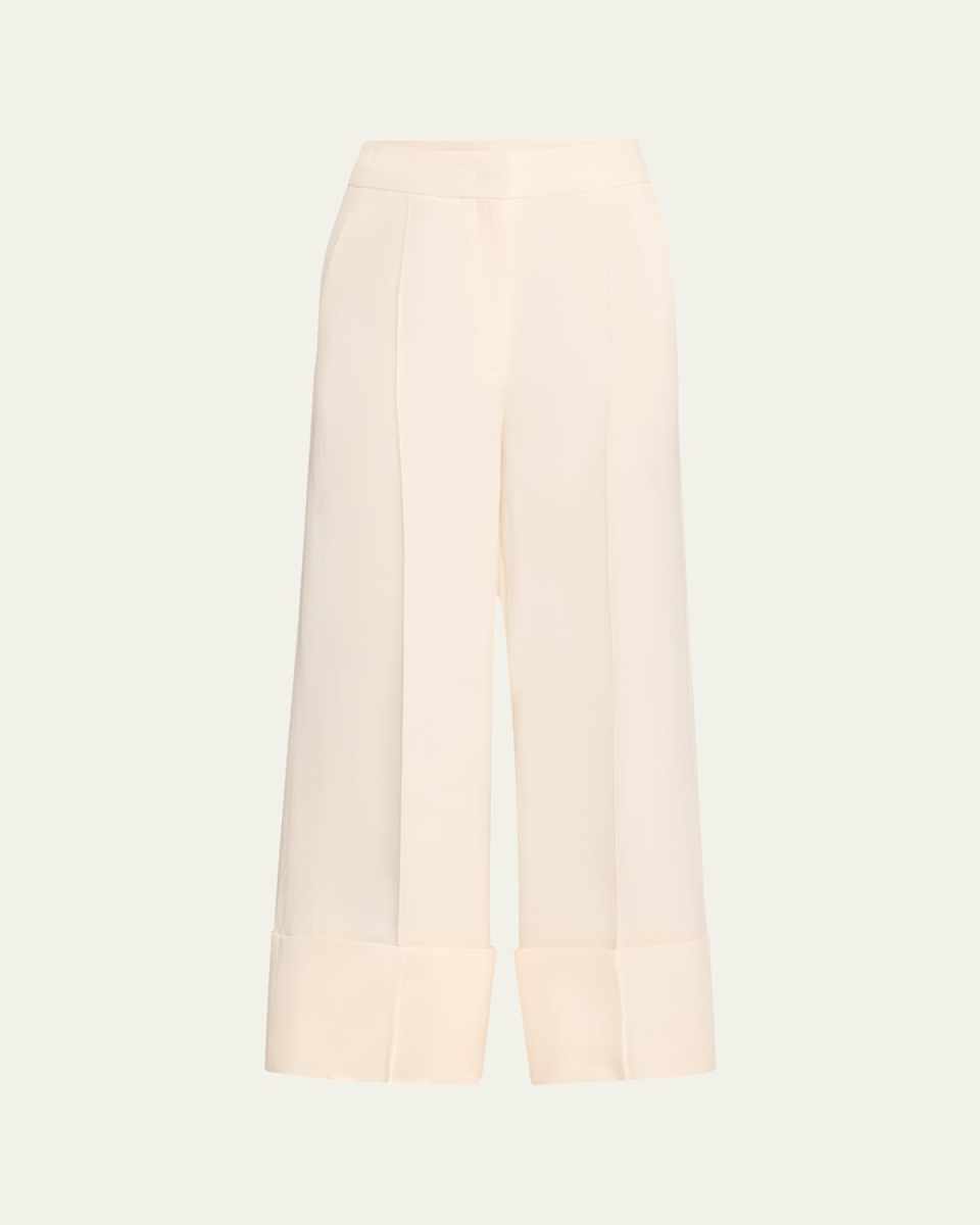 Wide-Leg Cuffed Trousers